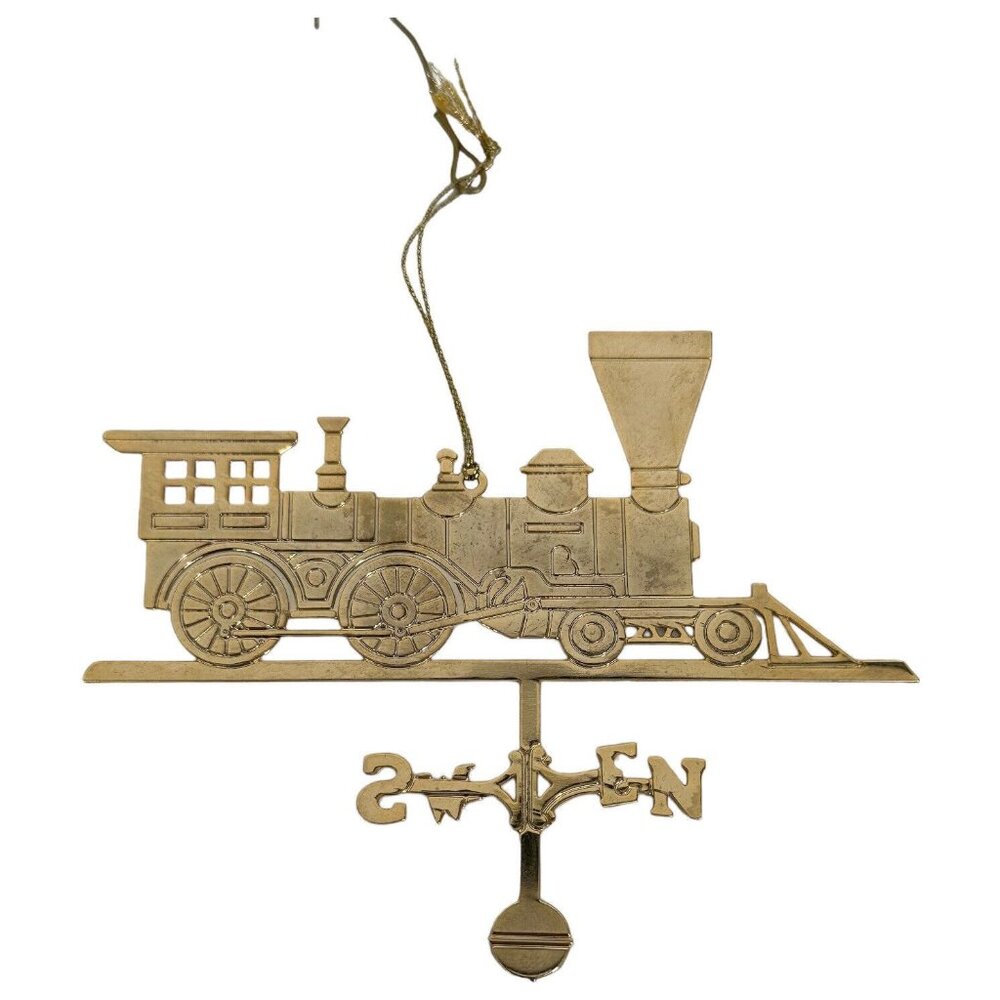 Vintage 1983 DMA Solid Brass Train Locomotive Weather Vane Ornament